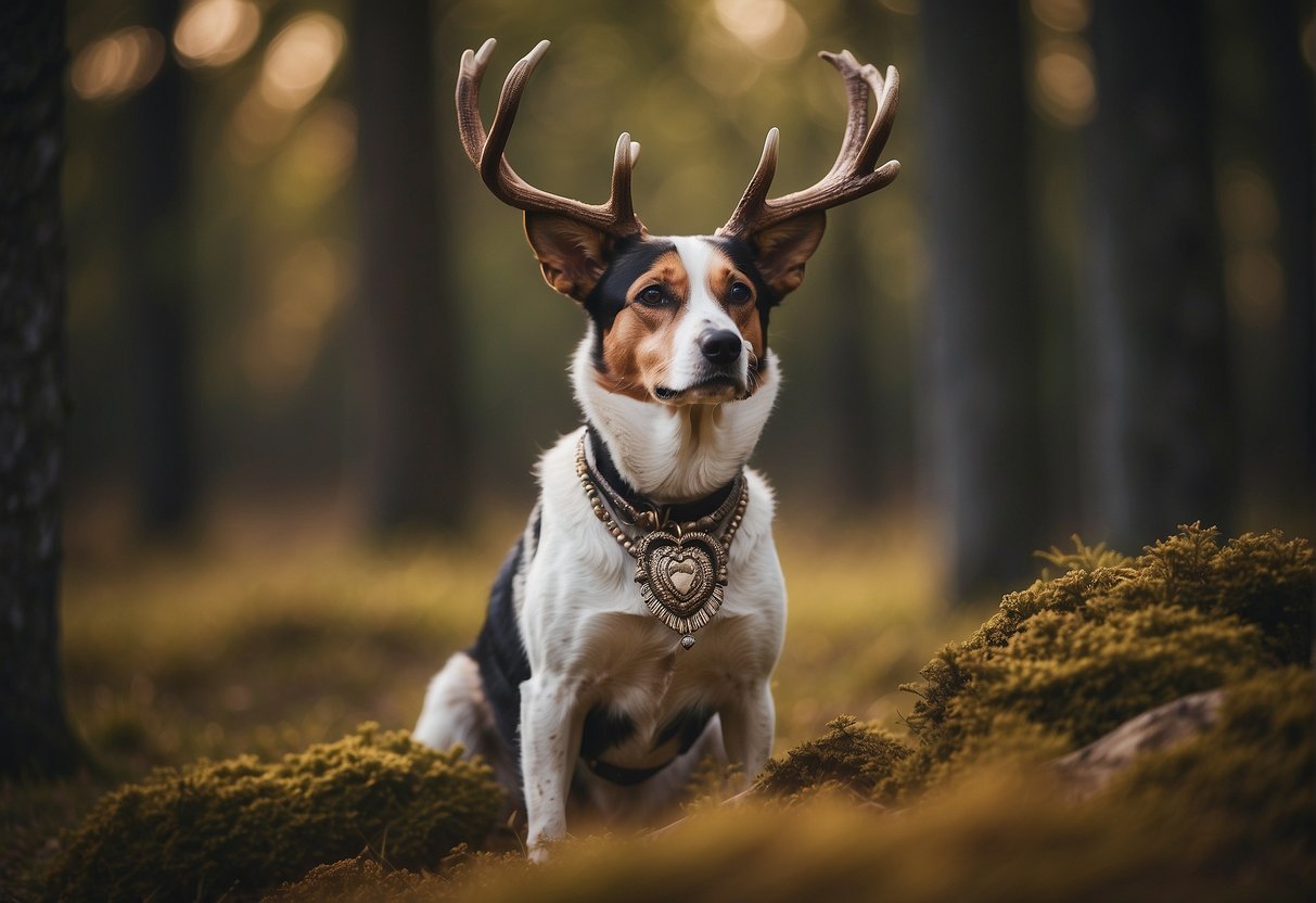 A dog with antlers, symbolizing legal and ethical considerations